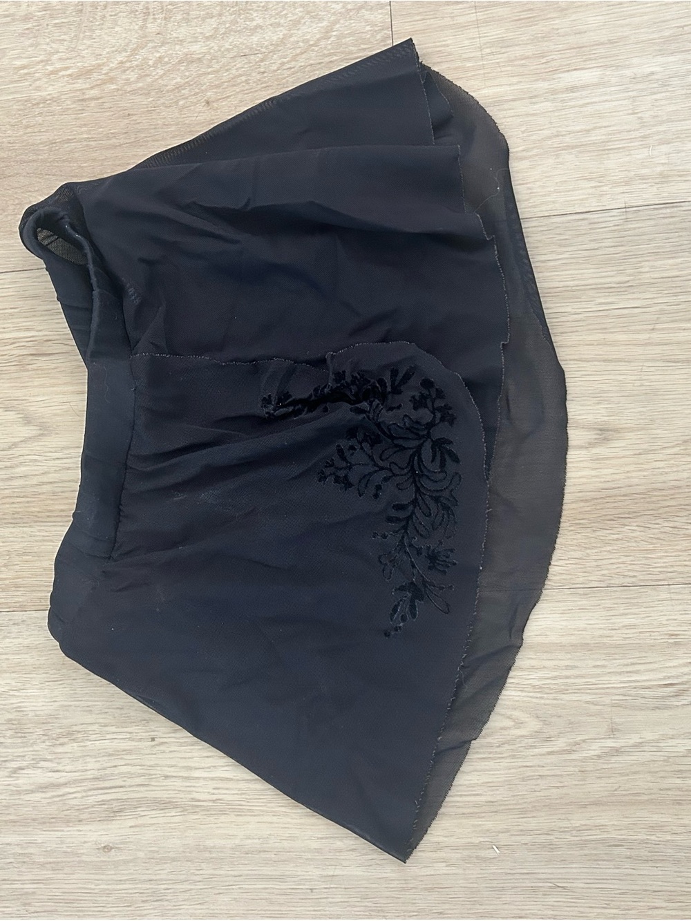 Bloch Black Chiffon Girls' Skirt with Velvet Floral Detail